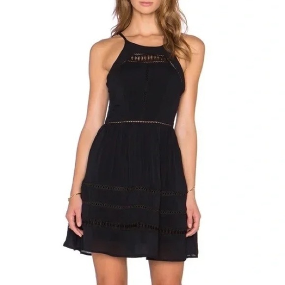 Sam Edelman Crochet Eyelet Cut Out Black Mini Dress Size 2 - Picture 1 of 10